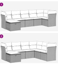 7-tlg. Garten-Sofagarnitur mit Kissen Beige Poly Rattan