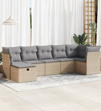 7-tlg. Garten-Sofagarnitur mit Kissen Beige Poly Rattan