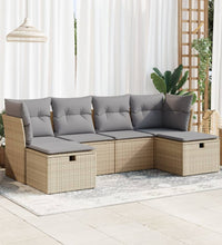 6-tlg. Garten-Sofagarnitur mit Kissen Beige Poly Rattan