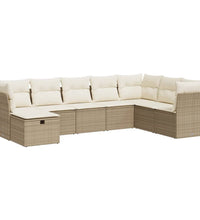 8-tlg. Garten-Sofagarnitur mit Kissen Beige Poly Rattan