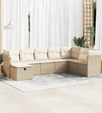 8-tlg. Garten-Sofagarnitur mit Kissen Beige Poly Rattan