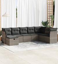8-tlg. Garten-Sofagarnitur mit Kissen Grau Poly Rattan