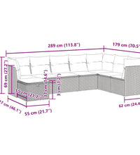 8-tlg. Garten-Sofagarnitur mit Kissen Braun Poly Rattan