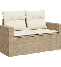 7-tlg. Garten-Sofagarnitur mit Kissen Beige Poly Rattan