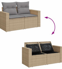 7-tlg. Garten-Sofagarnitur mit Kissen Beige Poly Rattan