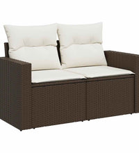 7-tlg. Garten-Sofagarnitur mit Kissen Braun Poly Rattan