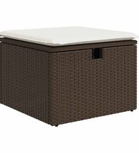 7-tlg. Garten-Sofagarnitur mit Kissen Braun Poly Rattan