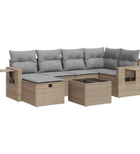 7-tlg. Garten-Sofagarnitur mit Kissen Beige Poly Rattan