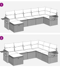 7-tlg. Garten-Sofagarnitur mit Kissen Beige Poly Rattan