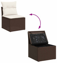 7-tlg. Garten-Sofagarnitur mit Kissen Braun Poly Rattan