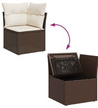 7-tlg. Garten-Sofagarnitur mit Kissen Braun Poly Rattan