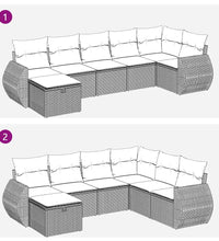 7-tlg. Garten-Sofagarnitur mit Kissen Beige Poly Rattan