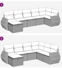 7-tlg. Garten-Sofagarnitur mit Kissen Beige Poly Rattan