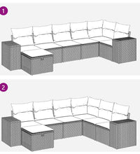 7-tlg. Garten-Sofagarnitur mit Kissen Beige Poly Rattan