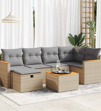 7-tlg. Garten-Sofagarnitur mit Kissen Beige Poly Rattan