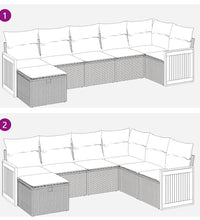 7-tlg. Garten-Sofagarnitur mit Kissen Beige Poly Rattan