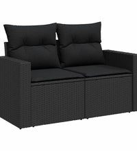 10-tlg. Garten-Sofagarnitur mit Kissen Schwarz Poly Rattan