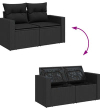 10-tlg. Garten-Sofagarnitur mit Kissen Schwarz Poly Rattan