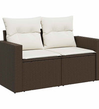 10-tlg. Garten-Sofagarnitur mit Kissen Braun Poly Rattan