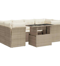 7-tlg. Garten-Sofagarnitur mit Kissen Beige Poly Rattan
