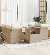 7-tlg. Garten-Sofagarnitur mit Kissen Beige Poly Rattan