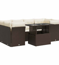 7-tlg. Garten-Sofagarnitur mit Kissen Braun Poly Rattan