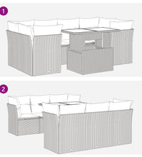 7-tlg. Garten-Sofagarnitur mit Kissen Braun Poly Rattan