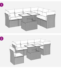 7-tlg. Garten-Sofagarnitur mit Kissen Braun Poly Rattan