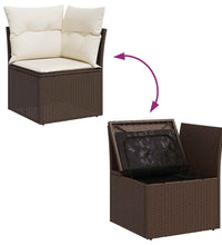 7-tlg. Garten-Sofagarnitur mit Kissen Braun Poly Rattan