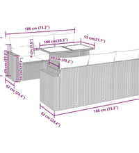 7-tlg. Garten-Sofagarnitur mit Kissen Beige Poly Rattan
