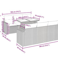 7-tlg. Garten-Sofagarnitur mit Kissen Beige Poly Rattan