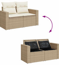 7-tlg. Garten-Sofagarnitur mit Kissen Beige Poly Rattan