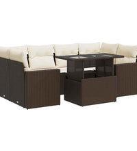 7-tlg. Garten-Sofagarnitur mit Kissen Braun Poly Rattan