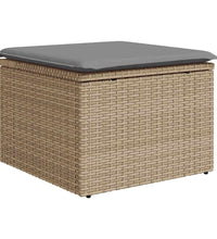 7-tlg. Garten-Sofagarnitur mit Kissen Beige Poly Rattan