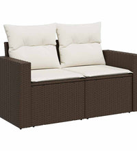 7-tlg. Garten-Sofagarnitur mit Kissen Braun Poly Rattan