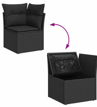 10-tlg. Garten-Sofagarnitur mit Kissen Schwarz Poly Rattan
