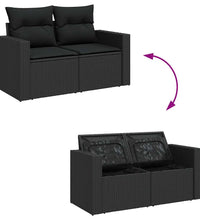 10-tlg. Garten-Sofagarnitur mit Kissen Schwarz Poly Rattan