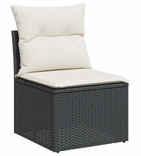 10-tlg. Garten-Sofagarnitur mit Kissen Schwarz Poly Rattan