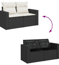 10-tlg. Garten-Sofagarnitur mit Kissen Schwarz Poly Rattan