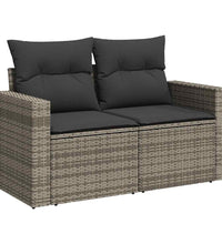 10-tlg. Garten-Sofagarnitur mit Kissen Grau Poly Rattan
