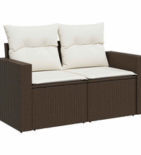 10-tlg. Garten-Sofagarnitur mit Kissen Braun Poly Rattan