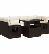 7-tlg. Garten-Sofagarnitur mit Kissen Braun Poly Rattan