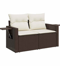 7-tlg. Garten-Sofagarnitur mit Kissen Braun Poly Rattan