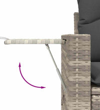 10-tlg. Garten-Sofagarnitur mit Kissen Hellgrau Poly Rattan