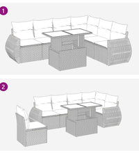 7-tlg. Garten-Sofagarnitur mit Kissen Beige Poly Rattan