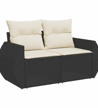 10-tlg. Garten-Sofagarnitur mit Kissen Schwarz Poly Rattan