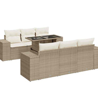7-tlg. Garten-Sofagarnitur mit Kissen Beige Poly Rattan