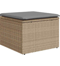 7-tlg. Garten-Sofagarnitur mit Kissen Beige Poly Rattan