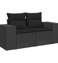 10-tlg. Garten-Sofagarnitur mit Kissen Schwarz Poly Rattan