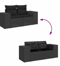 10-tlg. Garten-Sofagarnitur mit Kissen Schwarz Poly Rattan